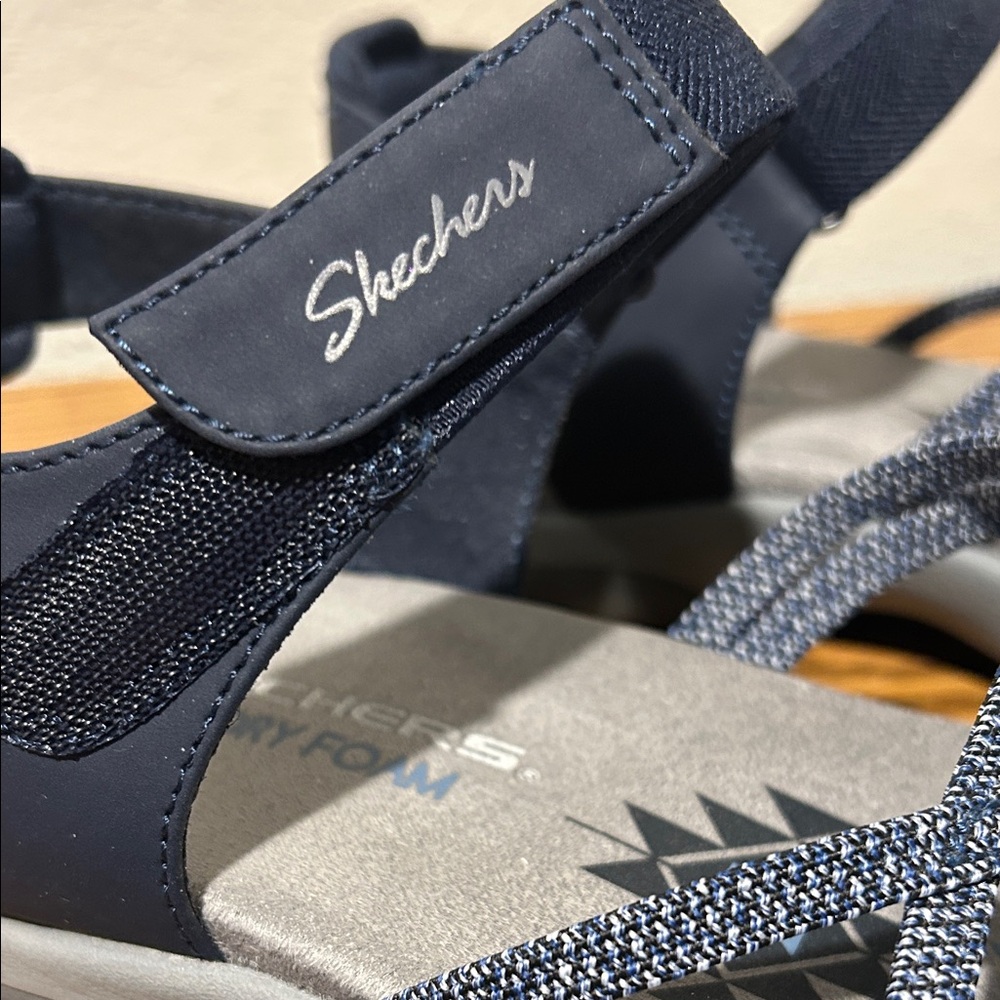 Skechers Navy and Gray Strappy Women’s Sandals - Picture 3 of 9